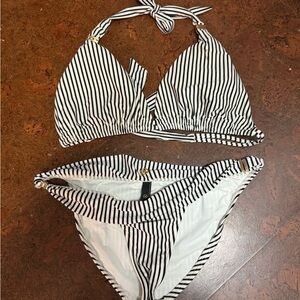 VIX Black & White Striped Bia Tube Bikini Set